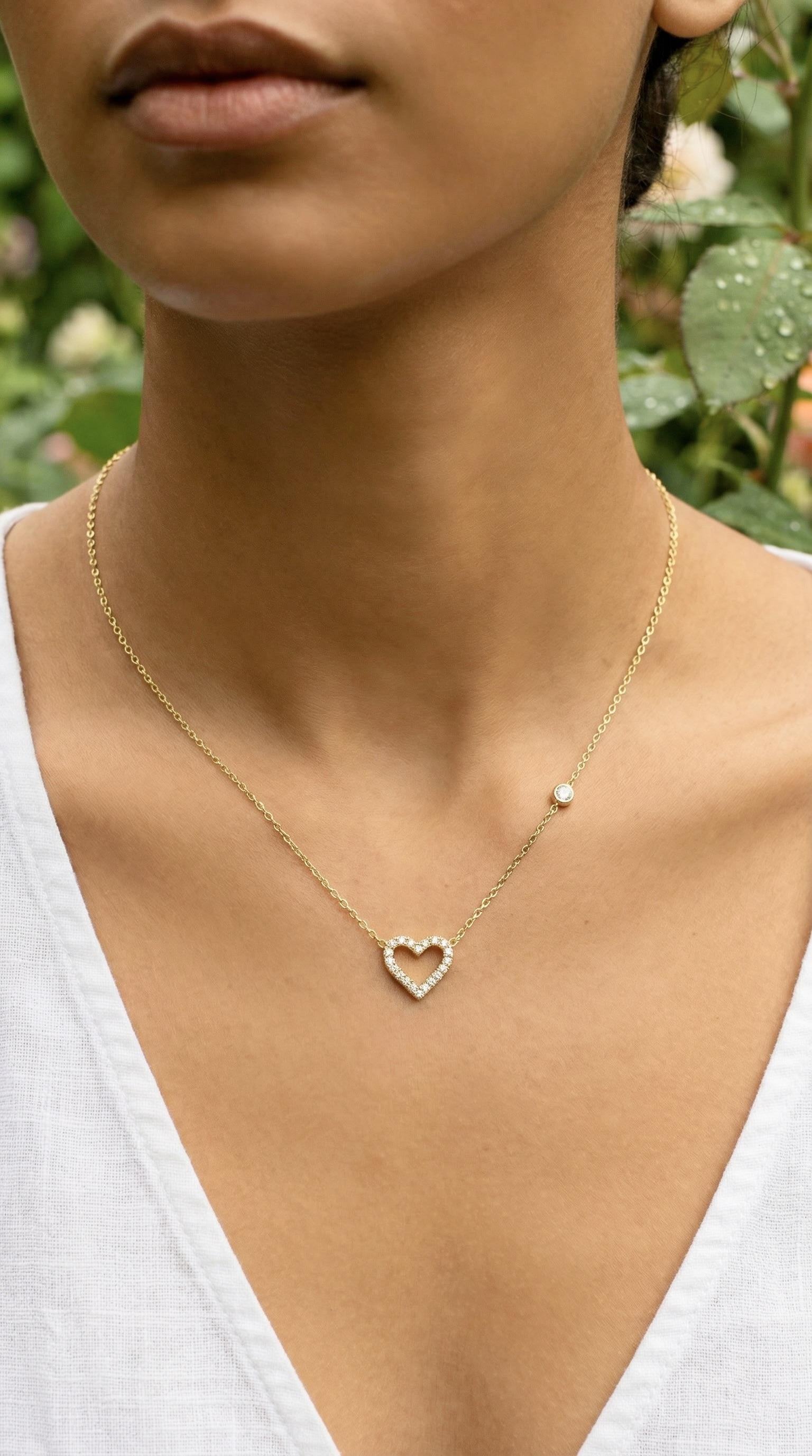 Promesse - Collier cœur sertie