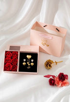 Coffret Rose éternelle & parure cœur