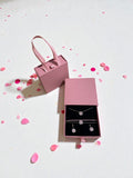 Parure strass rose & Écrin Sac à Main