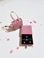 Parure strass rose & Écrin Sac à Main