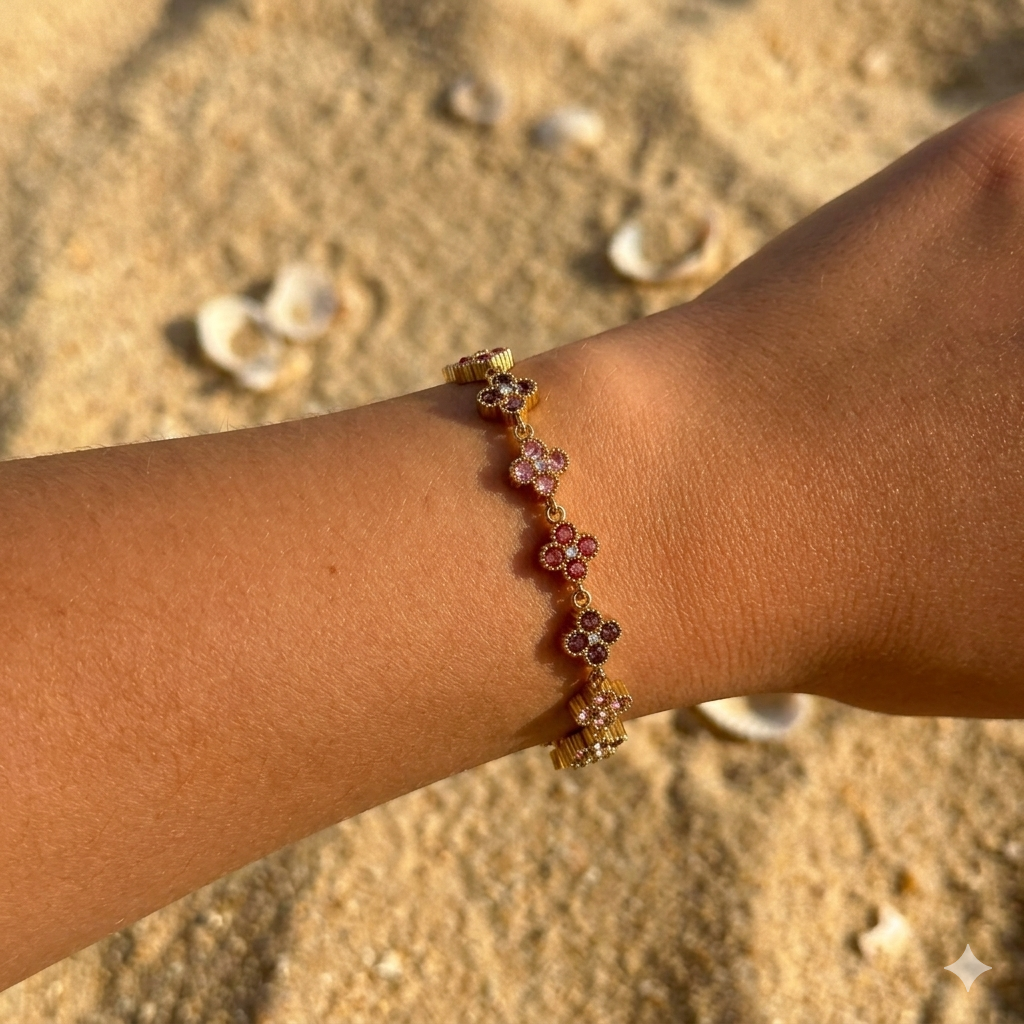 Bracelet strass rose et violet